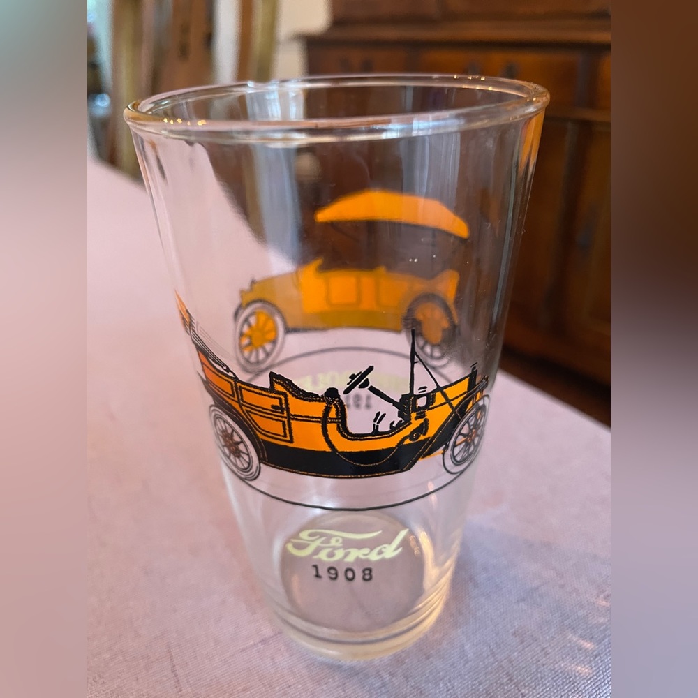 Chevrolet 1913 Ford 1908 Cup Hazel Atlas Classic Car 12 Oz Barware Glass Tumbler